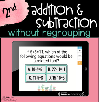 Preview of Boom Cards™ Distance Learning |  2nd Math Without Regrouping Digital Task Cards