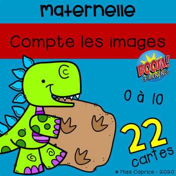 Preview of Boom Cards™ - Distance Learning - Compte les images - Dino - Maternelle