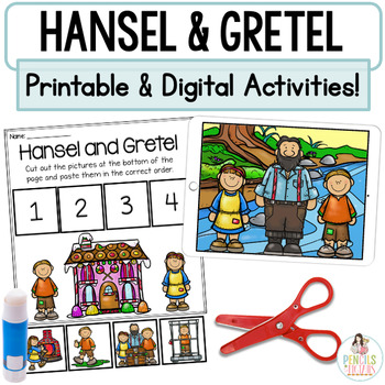 Preview of Hansel and Gretel Digital Boom Cards™ & Printable Activities | Fairy Tale Retell