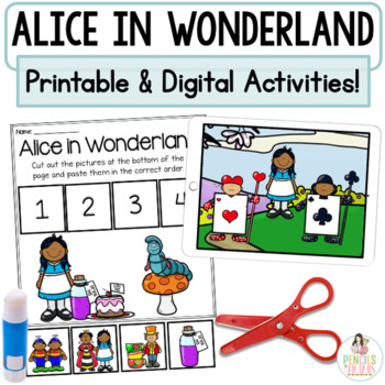 Preview of Alice in Wonderland | Digital Boom Cards™ & Printable Retell Activities