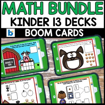 Preview of Addition & Subtraction Counting Word Problems Kindergarten Boom Cards Prek Math