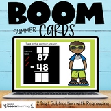 Boom Cards Double Digit Subtraction with Regrouping Summer