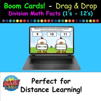 Preview of Boom Cards - Drag & Drop Division Math Facts (1's - 12's) - 30 Card Set