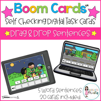 Preview of Boom Cards™  Drag & Drop Sentences (5 words)