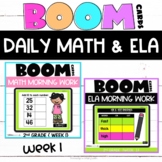Boom Cards™ ELA and Math Daily Practice Week 1 | 2nd Grade