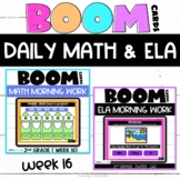Boom Cards™ ELA and Math Daily Practice Week 16 | 2nd Grad