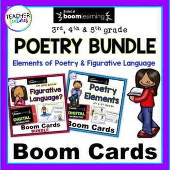 Preview of FIGURATIVE LANGUAGE & ELEMENTS OF POETRY 3rd 4th Grade WRITING Boom Cards Bundle