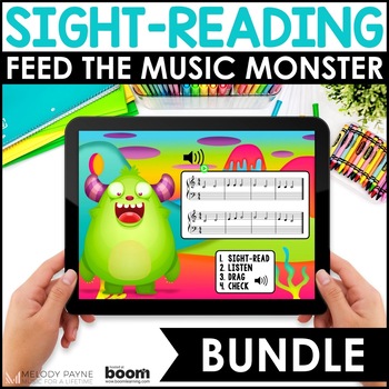 Preview of Music BOOM™ Cards Sight-Reading & Ear Training Bundle -  Feed the Music Monster