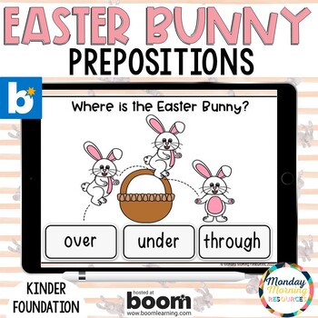 Preview of Easter Prepositions - Easter Bunny Vocabulary Preposition Boom Cards™