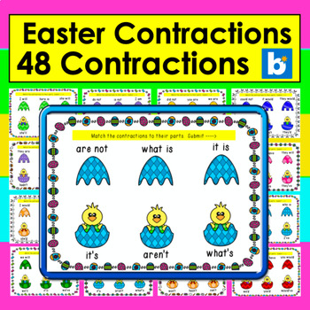 Preview of Boom Cards Easter Contractions:  Interactive, Paperless, Self-Correcting No Prep