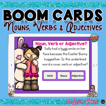 Preview of Boom Cards Easter Themed Nouns, Verbs and Adjectives