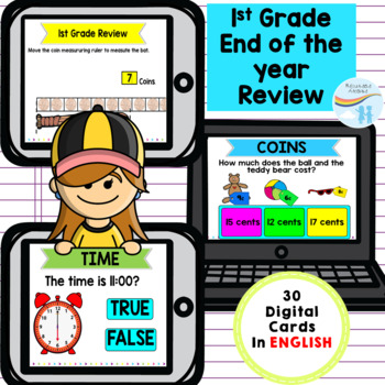 Preview of Boom Cards End of the year Review 1st grade #1 -English