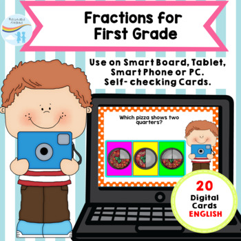 Preview of Boom Cards English Fractions 1st grade