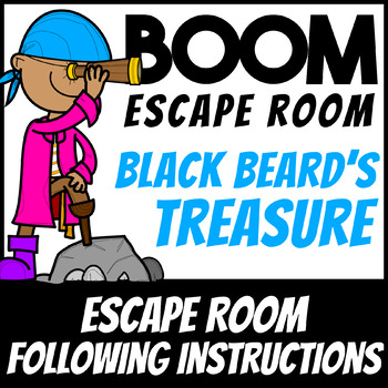 Preview of Boom Cards | Escape Room Blackbeard's Treasure | Coding Maps | Distance Learning