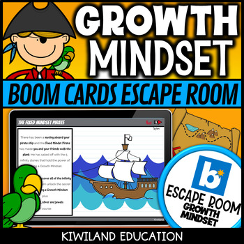 Preview of Growth Mindset Boom Cards Escape Room Growth vs Fixed Mindset Back To School
