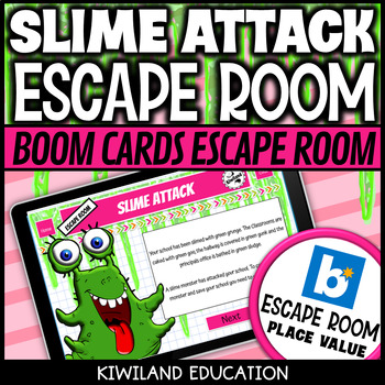 Preview of Boom Cards Math Escape Room 2nd 3rd Grade Place Value and Number Slime Attack