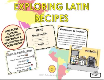Preview of Boom Cards™ Exploring Latin Recipes
