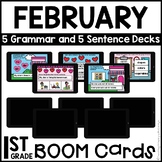 Boom Cards™ | FEBRUARY Themed First Grade Grammar and Sent