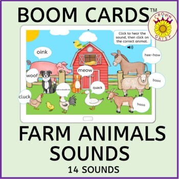 Boom Cards™ Farm Animals Sounds by Crown Daisy | TPT