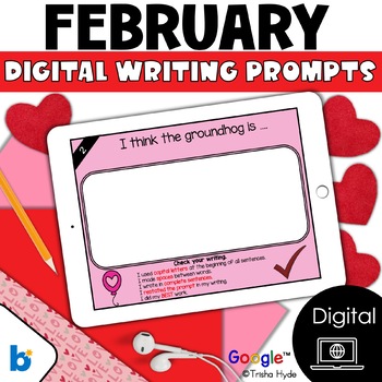 Preview of Digital February Writing Journal Prompts | Quick Writes