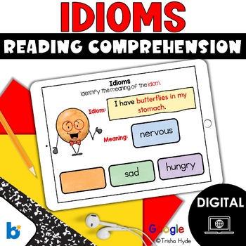 Preview of Idioms | Figurative Language | Reading Comprehension | Boom Cards | Google Slide