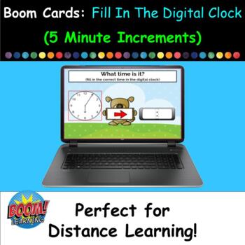 Preview of Boom Cards - Fill In The Digital Clock (5 Minute Increments) - 30 Card Set