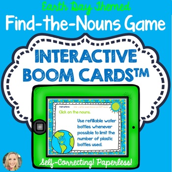 Preview of Boom Cards™, Find the Nouns, Grammar in Context, Earth Day Themed