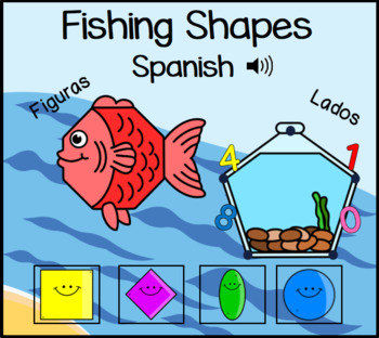 Preview of Boom Cards | Fishing Shapes | Spanish | Con Sonido