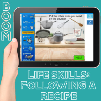 Preview of Boom Cards: Following Real Recipes for Life Skills (distance learning w/ audio)