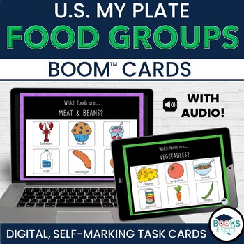 Preview of My Plate U.S. Food Groups BOOM CARDS - Digital Interactive Task Cards