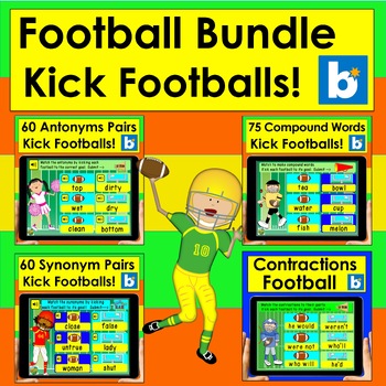Preview of Boom Cards Football BUNDLE Synonyms, Antonyms, Contractions, Compound Words