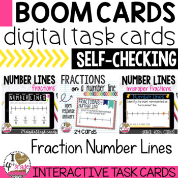 Preview of Boom Cards Fraction Number Line Bundle 