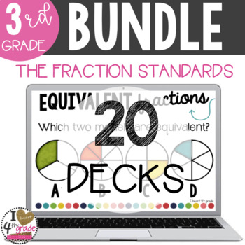 Preview of Boom Cards Fractions 3rd Grade Bundle 