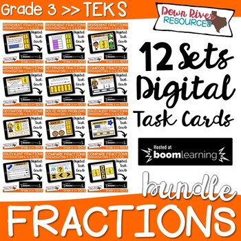 Preview of Boom Cards Fractions Bundle TEKS 3.3 | 3rd Grade Fractions Bundle