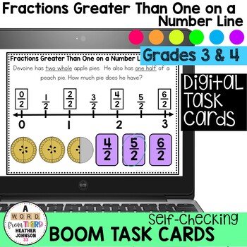 Preview of Boom Cards Fractions Greater Than One on a Number Line