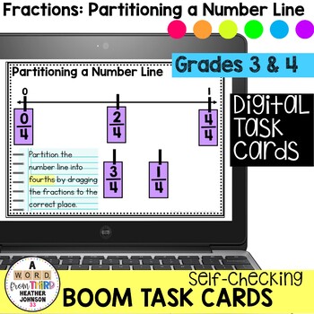 Preview of Boom Cards Fractions Partitioning a Number Line