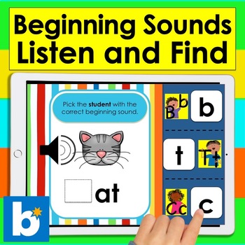 Preview of Boom Cards™ Free Beginning Sounds CVC 20 Digital Cards Science of Reading