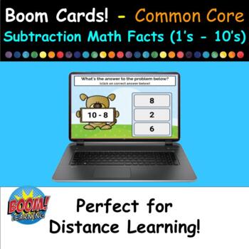 Preview of Boom Cards (Free) - Common Core - Subtraction Math Facts (1's - 10's)