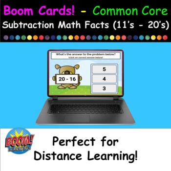 Preview of Boom Cards (Free) - Common Core - Subtraction Math Facts (11's - 20's)