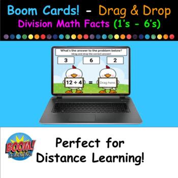 Preview of Boom Cards (Free) - Drag & Drop Division Math Facts (1's - 6's)