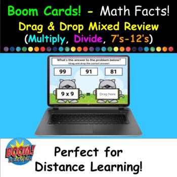 Preview of Boom Cards (Free) - Drag & Drop Math Facts (Multiply & Divide, 7's - 12's)