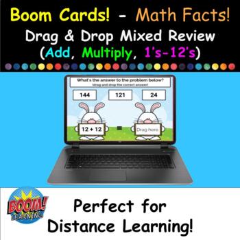 Preview of Boom Cards (Free) - Drag & Drop Math Facts (Add & Multiply, 1's-12's)