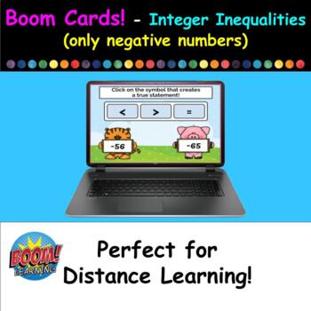Preview of Boom Cards (Free) - Integer Inequalities (only negative numbers)