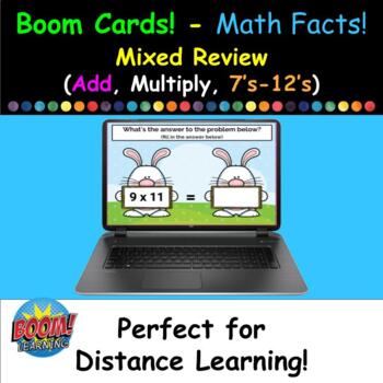 Preview of Boom Cards (Free) - Math Facts Mixed Review (Add & Multiply, 7's - 12's)