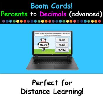 Preview of Boom Cards (Free) - Percents to Decimals (advanced)