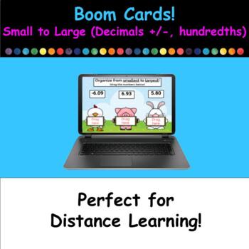 Preview of Boom Cards (Free) - Small to Large Decimals (positive & negative - hundredths)