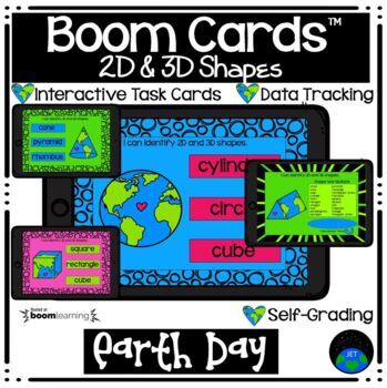 Preview of Earth Day Boom Cards™ Geometry 2D & 3D Shapes