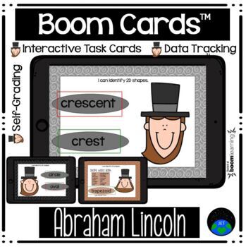 Preview of Boom Cards™ Geometry 2D Shapes Abraham Lincoln