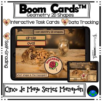 Preview of Boom Cards™ Geometry 2D Shapes Cinco de Mayo Series Mazapán