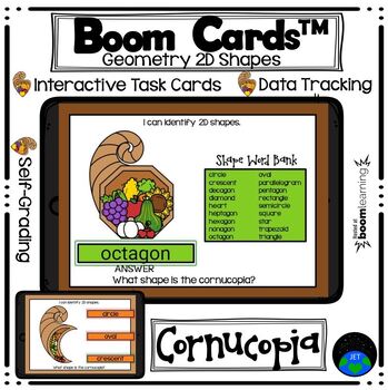 Preview of Boom Cards Geometry 2D Shapes Harvest Cornucopia